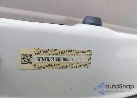 2015 Honda Odyssey Ex-L z USA, uszkodzony, nr VIN 5FNRL5H60FB065705